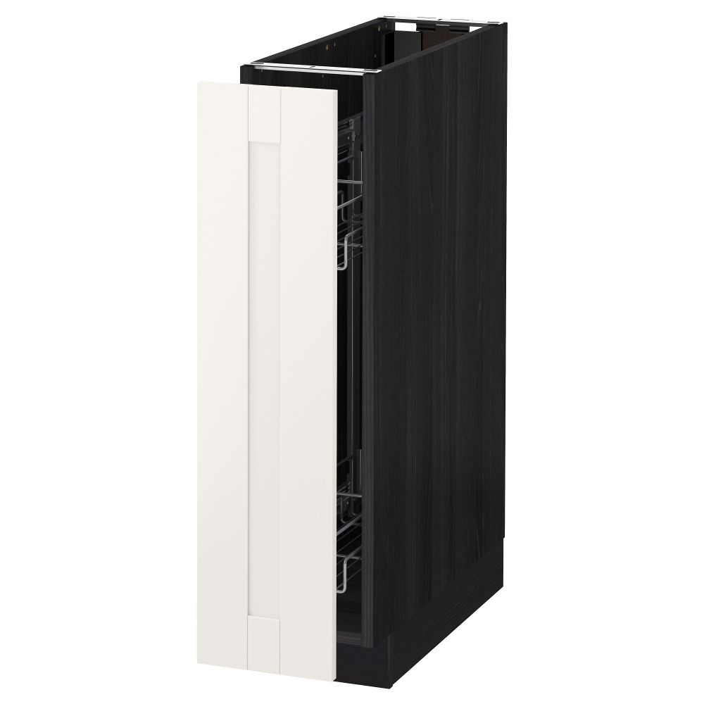 Напольный шкаф, выдвижной внутрений элемент МЕТОД, черный, Сэведаль белый (20x60 см) - схема-чертеж с размерами