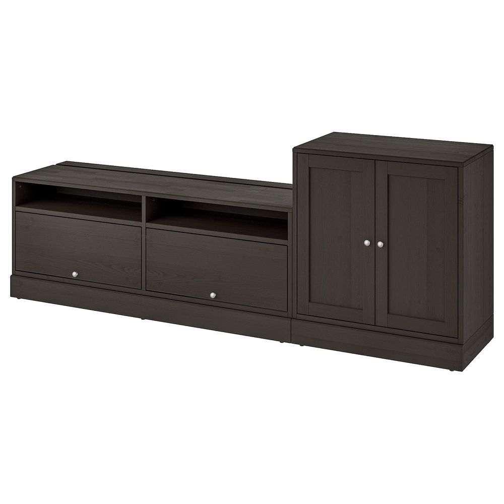 Шкаф для ТВ, комбинация, темно-коричневый 241x47x89 см IKEA ХАВСТА 292.658.82 - фото 1