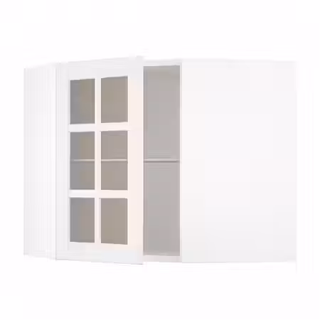 METOD Углов навесн шкаф с полками/сткл дв