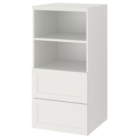 SMÅSTAD / PLATSA Стеллаж - белый с рамой/с 2 ящиками 60x57x123 см