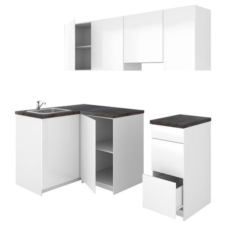 Кухня, глянцевый белый 120x220x220 см IKEA KNOXHULT КНОКСХУЛЬТ 994.015.36