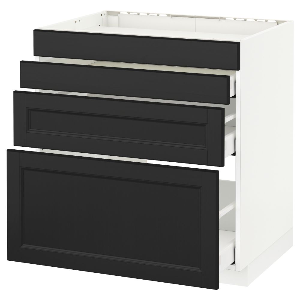 Напольный шкаф для духовки, 4фасада, 3 ящика МЕТОД / МАКСИМЕРА, белый, Лаксарби черно-коричневый - схема-чертеж с размерами