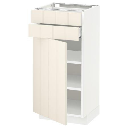 Напольный шкаф с дверцей, 2 ящиками МЕТОД / МАКСИМЕРА, белый, Хитарп белый с оттенком