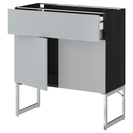 Напольный шкаф, полки, ящик, 2 двери МЕТОД / МАКСИМЕРА, черный, Веддинге серый