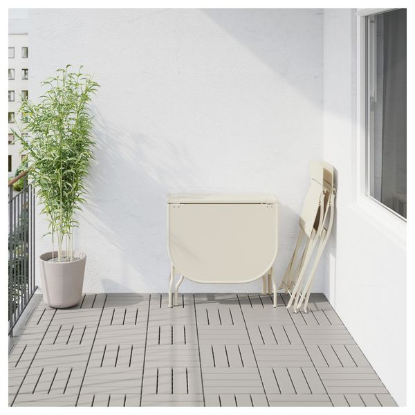 Стол + 2 складных стула для сада САЛЬТХОЛЬМЕН, бежевый - схема-чертеж с размерами