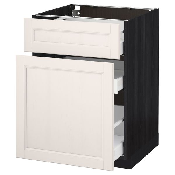 Напольный шкаф, выдвижной секцией, ящик МЕТОД / МАКСИМЕРА, черный, Лаксарби белый - схема-чертеж с размерами