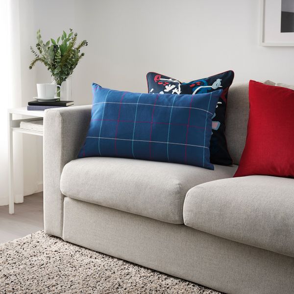 Подушка, синий/разноцветный клетка 40x65 см IKEA HÄSSLEBRODD ХЭССЛЕБРОДД 604.474.32 - схема-чертеж с размерами