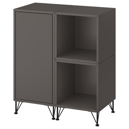 EKET Комбинация шкафов с ножками - темно-серый/металлический чёрный 70x35x80 см