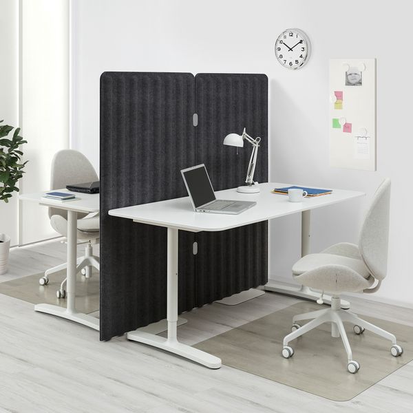 Стол с экраном, 160x160 150 см, белый, темно-серый IKEA BEKANT БЕКАНТ 293.874.59 - схема-чертеж с размерами