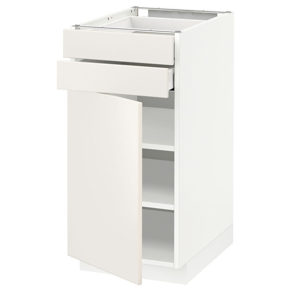 Напольный шкаф с дверцей, 2 ящиками МЕТОД / МАКСИМЕРА, белый, Веддинге белый - схема-чертеж с размерами