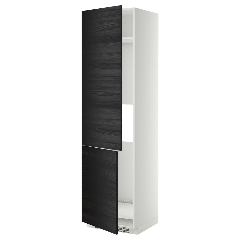 Высокий шкаф для/холод/мороз/2дверцы, белый, Тингсрид черный 60x60x220 см IKEA МЕТОД 392.248.29 - схема-чертеж с размерами