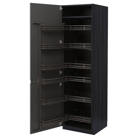 Высокий шкаф с выдвижным модулем, черный, Voxtorp темно-серый, 60x60x200 см IKEA METOD МЕТОД 794.721.29