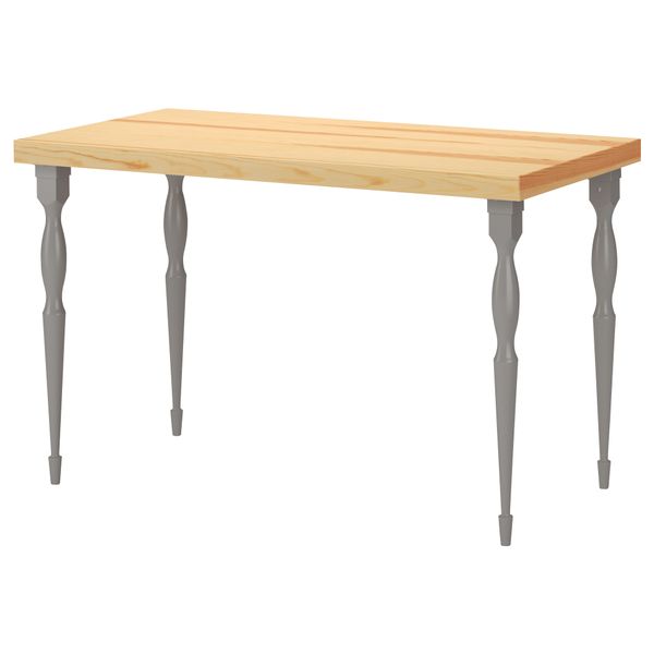 Стол ТОРНЛИДЕН / НИПЕН, сосновый шпон, серый (120x60 см) - фото 1