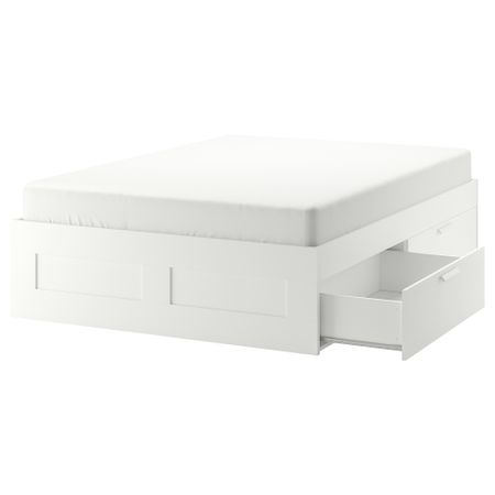 Каркас кровати с ящиками, белый, Lindbåden, 160x200 см IKEA BRIMNES БРИМНЭС 494.948.87