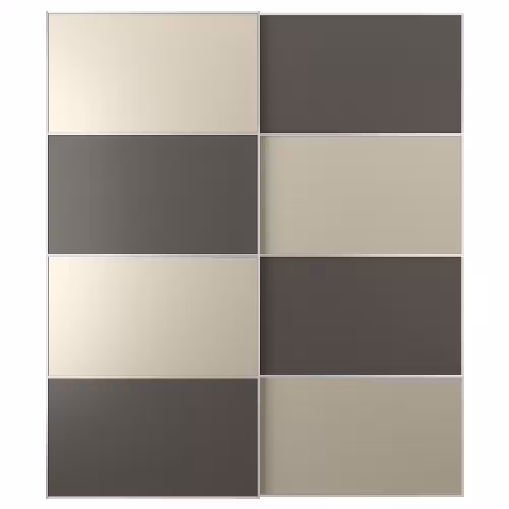 MEHAMN Пара раздвижных дверей - алюминий двусторонний/темно-серый серо-бежевый 200x236 см - фото 1