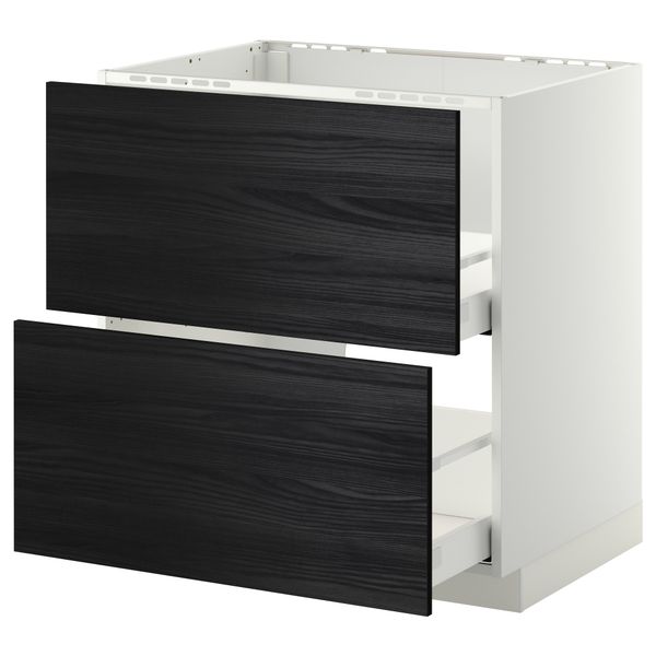 Напольный шкаф под мойку + 2 фронтальных панели, 2 ящика МЕТОД / МАКСИМЕРА, белый, Тингсрид черный - схема-чертеж с размерами
