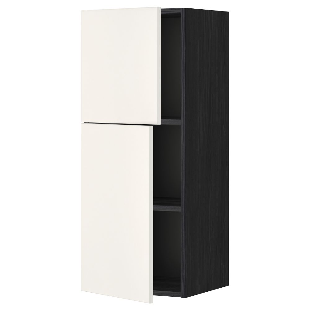 Навесной шкаф с полками, 2 дверцы МЕТОД, черный, Веддинге белый - схема-чертеж с размерами