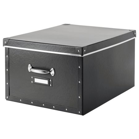 Коробка с крышкой ФЬЕЛЛА, темно-серый (40x56x28 см)