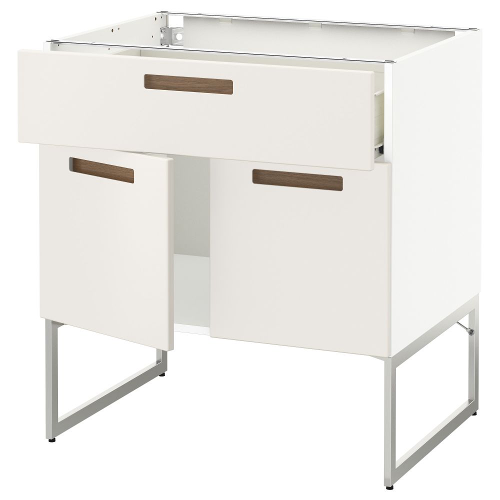 Напольный шкаф, полки, ящик, 2 двери МЕТОД / ФОРВАРА, белый, Мэрста белый (80x60x60 см) - схема-чертеж с размерами