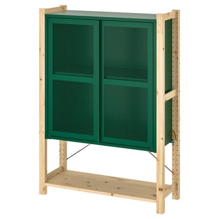 1 секция, полки, шкаф, 89x30x124 см, сосна, зеленый сетка IKEA IVAR ИВАР 794.038.19