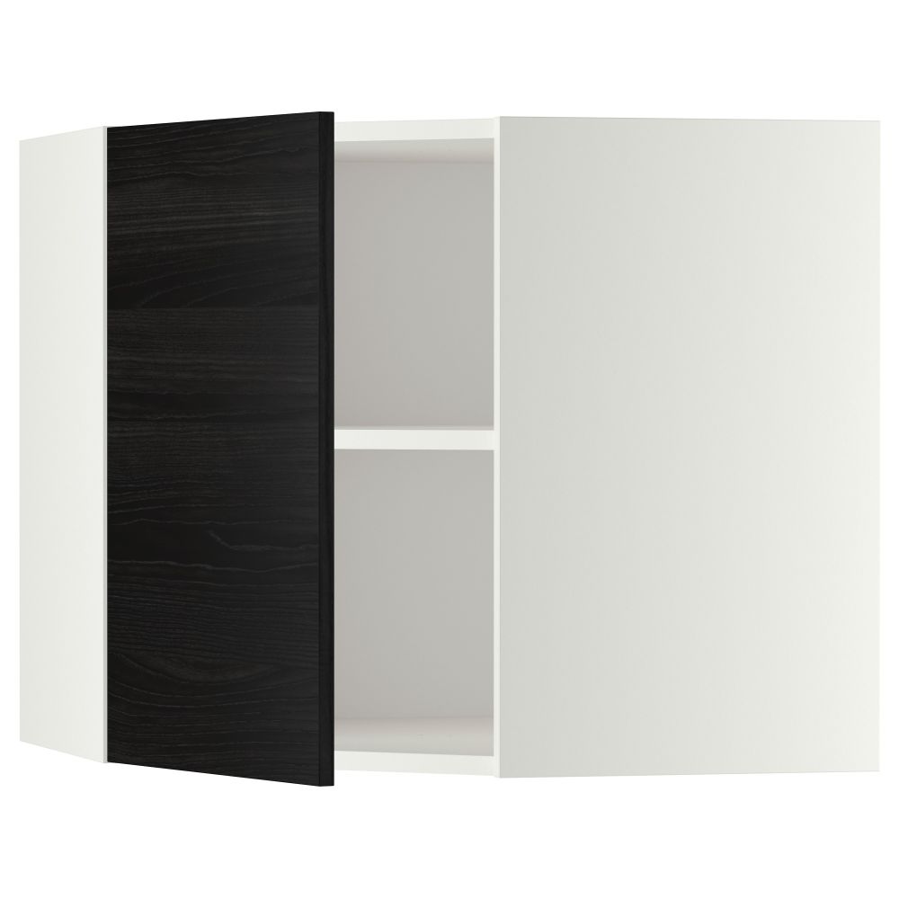 Угловой навесной шкаф с полками МЕТОД, белый, Тингсрид черный - схема-чертеж с размерами