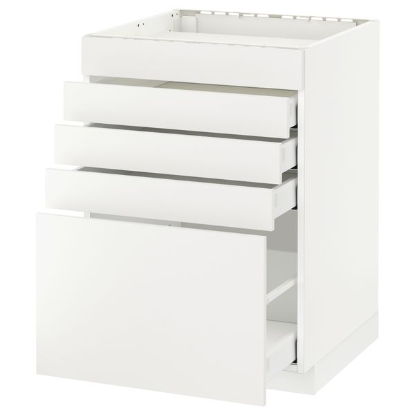 Напольный шкаф для варочной панели, 5 фасадов, 4 ящиков МЕТОД / МАКСИМЕРА, белый, Хэггеби белый - схема-чертеж с размерами