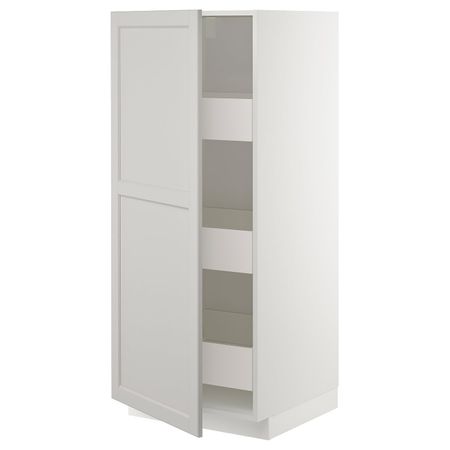 Высокий шкаф с ящиками, белый/Лерхюттан светло-серый 60x60x140 см IKEA METOD МЕТОД / MAXIMERA МАКСИМЕРА 692.729.65