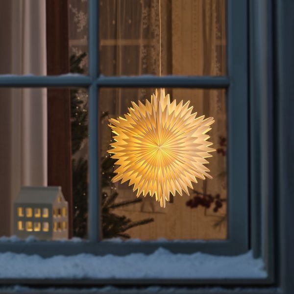 Абажур, 3D цветок, в форме звезды белый, 60 см IKEA STRÅLA СТРОЛА 005.824.80 - фото 2