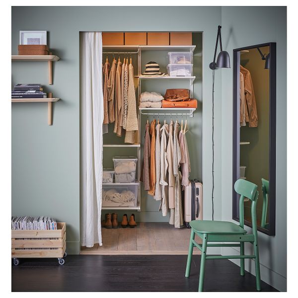 Настенная шина, полки, штанга 132x41x197 см IKEA АЛЬГОТ 292.396.09 - схема-чертеж с размерами