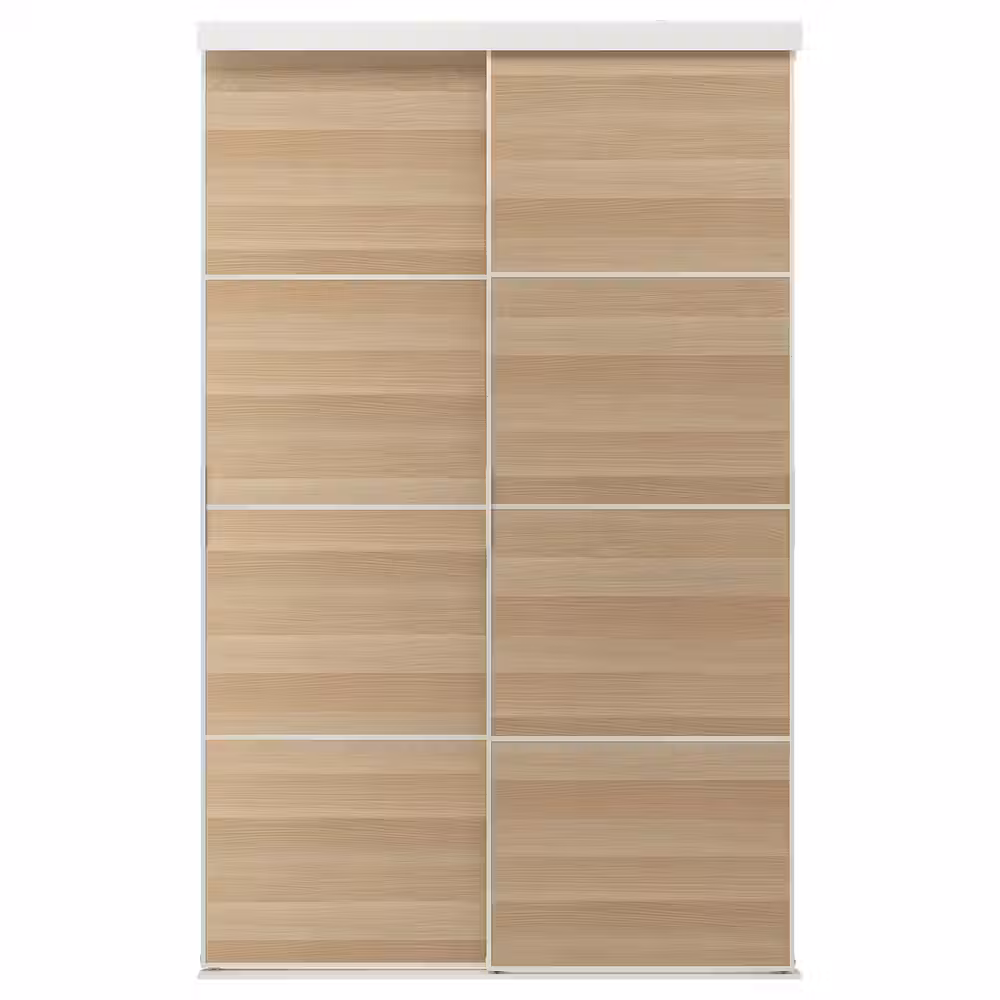 SKYTTA / MEHAMN Дверь раздвижная, комбинация - белый/двусторонний под беленый дуб 152x240 см - фото 1