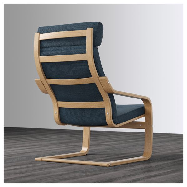 Кресло ПОЭНГ, дубовый шпон, Хилларед темно-синий - схема-чертеж с размерами