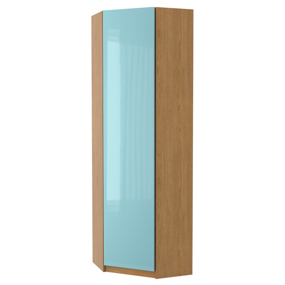 Гардероб угловой ПАКС, под дуб, Фардаль глянцевый светло-бирюзовый - схема-чертеж с размерами