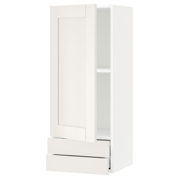 Навесной шкаф с дверцей, 2 ящика, белый/Сэведаль белый 40x100 см IKEA METOD МЕТОД / MAXIMERA МАКСИМЕРА 494.446.56 - фото 1