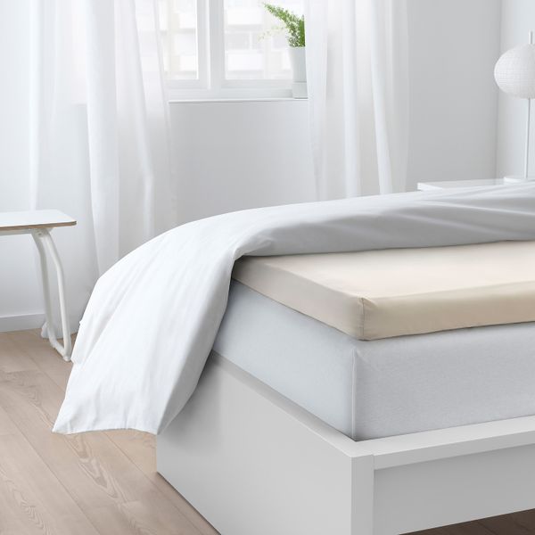 Натяжная простыня для тонкого матраса, светло-бежевый 90x200 см IKEA СЁМНТУТА 904.127.37 - схема-чертеж с размерами