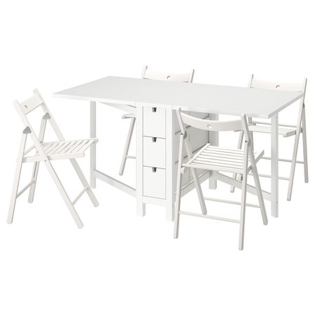 Стол и 4 стула, складной белый/белый 26/89/152 см IKEA NORDEN НОРДЕН / TERJE ТЕРЬЕ 494.423.46