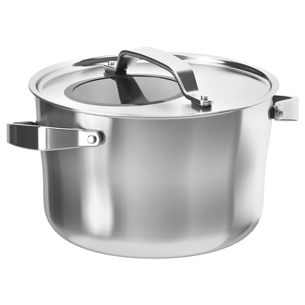 Кастрюля с крышкой, нержавеющая сталь/серый 5.5 л IKEA SENSUELL СЕНСУЭЛЛ 503.791.84 - фото 1