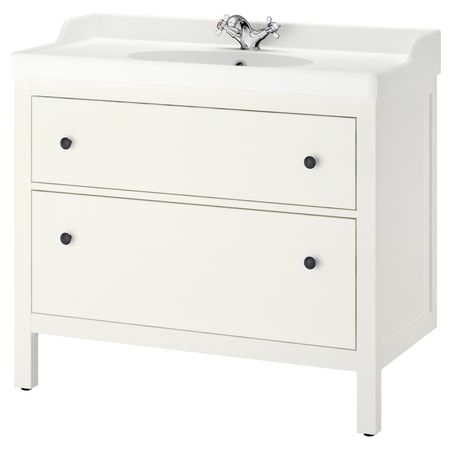 HEMNES / RUTSJÖN Шкаф с ящиками/раковина/смеситель - белый 102x49x95 см