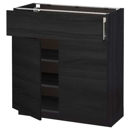 Напольный шкаф + ящик, 2 дверцы МЕТОД / ФОРВАРА, черный, Тингсрид черный