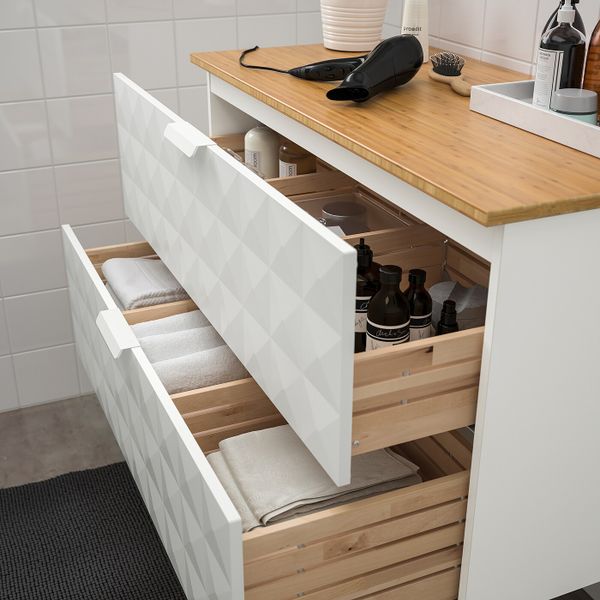 Шкаф для раковины с 2 ящ, Решён белый, бамбук 102x49x60 см IKEA ГОДМОРГОН / ТОЛКЕН 692.955.18 - схема-чертеж с размерами