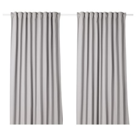 Гардины, 1 пара ТИБАСТ, серый (145x300 см)