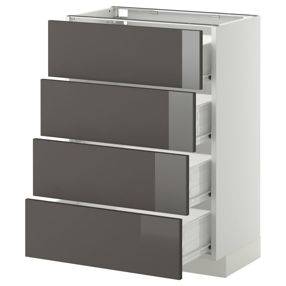 Напольный шкаф 4 фронтальных панели, 4 ящика МЕТОД / ФОРВАРА, белый, Рингульт серый - схема-чертеж с размерами
