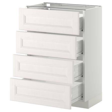 Напольный шкаф 4 фронтальных панели, 4 ящика МЕТОД / ФОРВАРА, белый, Лаксарби белый