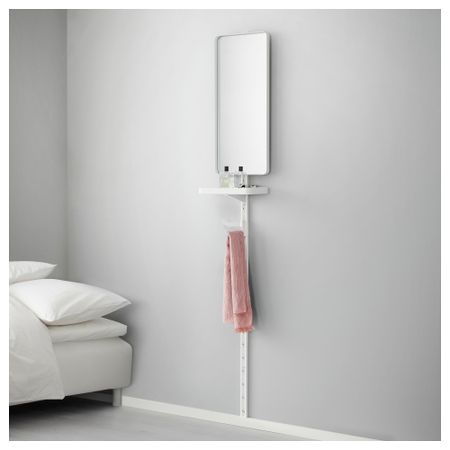 Настенная шина, зеркало, полка АЛЬГОТ, белый (30x22x197 см)