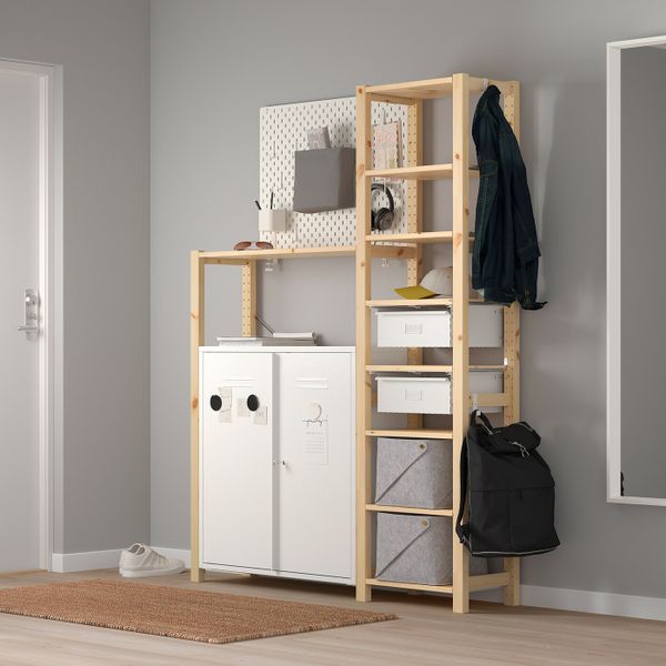 2 секции, полки/шкаф, сосна, белый 134x30x179 см IKEA ИВАР 592.762.33 - схема-чертеж с размерами