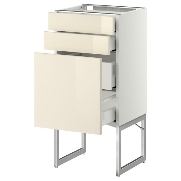 Напольный шкаф 3 фронтальных панели, 2 нижних, 2 средних ящика МЕТОД / МАКСИМЕРА, белый, Рингульт кремовый - схема-чертеж с размерами
