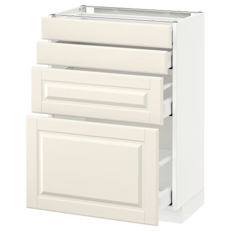 Напольный шкаф 4 фронтальных панели, 4 ящика МЕТОД / МАКСИМЕРА, белый, Будбин белый с оттенком
