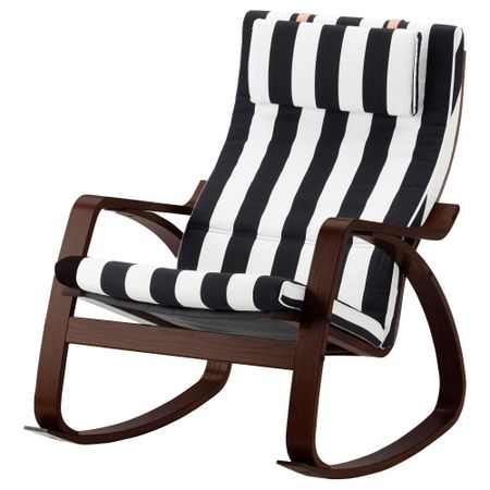 Кресло-качалка ПОЭНГ, коричневый, Стенли черный/белый