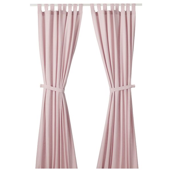 Гардины с прихватом, 2 шт., светло-розовый 140x300 см IKEA LENDA ЛЕНДА 204.444.78 - фото 1