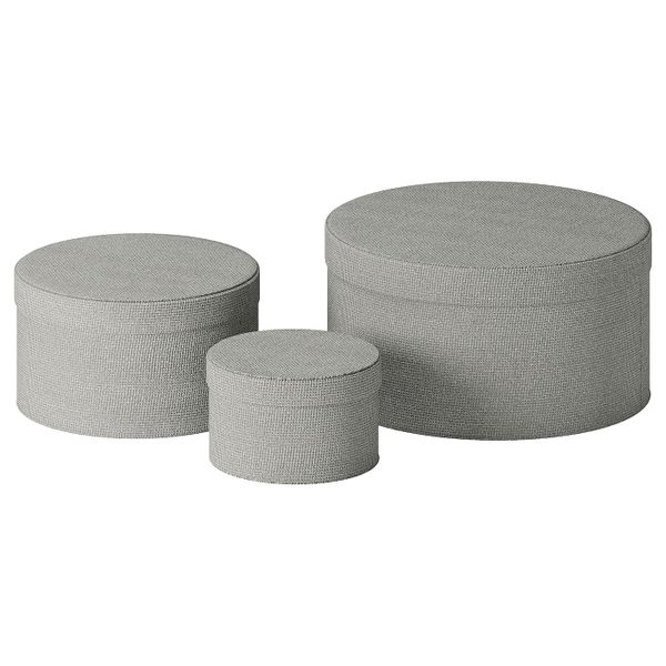 Набор коробок, 3 шт., серый IKEA KVARNVIK КВАРНВИК 803.890.06 - фото 1