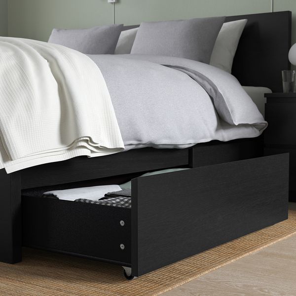 Каркас кровати + 2 кроватных ящика, черно-коричневый, Lindbåden, 140x200 см IKEA MALM МАЛЬМ 994.949.55 - фото 7